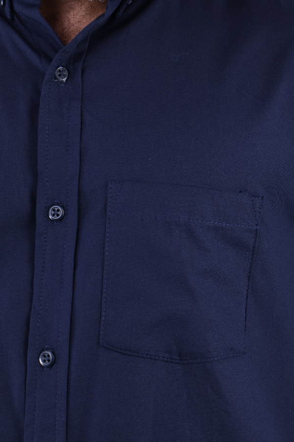 Camisa de Vestir Casual Uniforme Manga Corta Azul Marino para Hombre